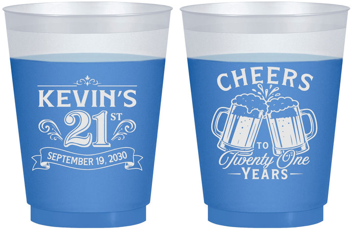 Custom 21st Birthday 16 oz Color Changing Frosted Cups - Cheers To Twenty One Years | 340000