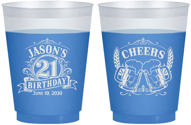 Custom 21st Birthday 16 oz Color Changing Frosted Cups - Cheers | 340001
