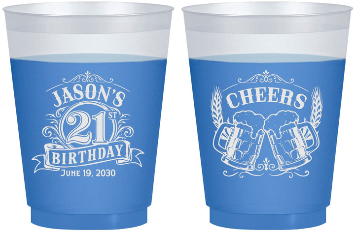 Custom 21st Birthday 16 oz Color Changing Frosted Cups - Cheers | 340001