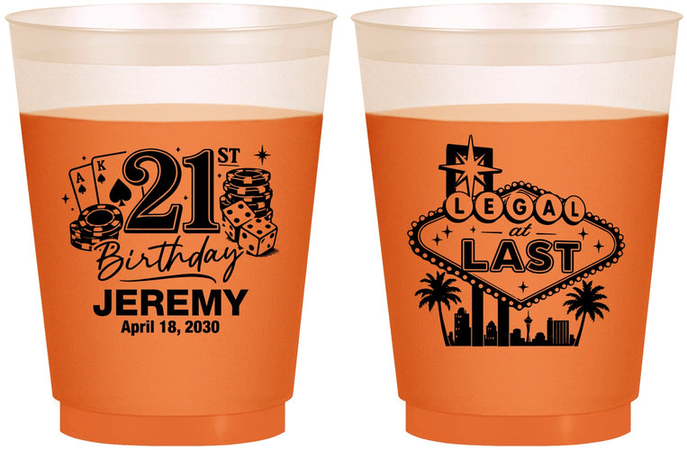 Custom 21st Birthday 16 oz Color Changing Frosted Cups - Legal At Last Vegas | 340003