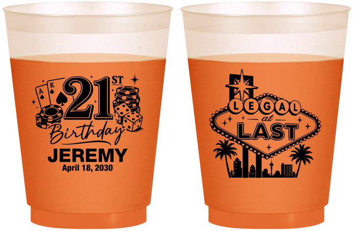 Custom 21st Birthday 16 oz Color Changing Frosted Cups - Legal At Last Vegas | 340003