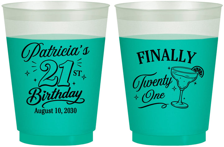 Custom 21st Birthday 16 oz Color Changing Frosted Cups - Finally Twenty One | 340008