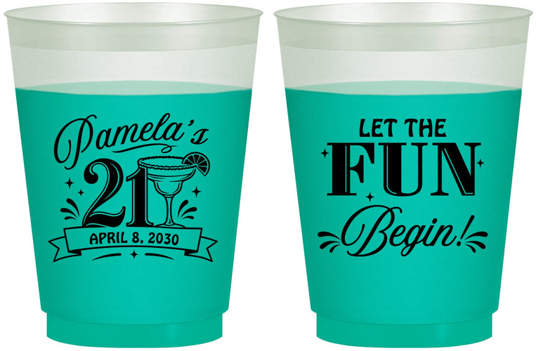 Custom 21st Birthday 16 oz Color Changing Frosted Cups - Let The Fun Begin | 340009