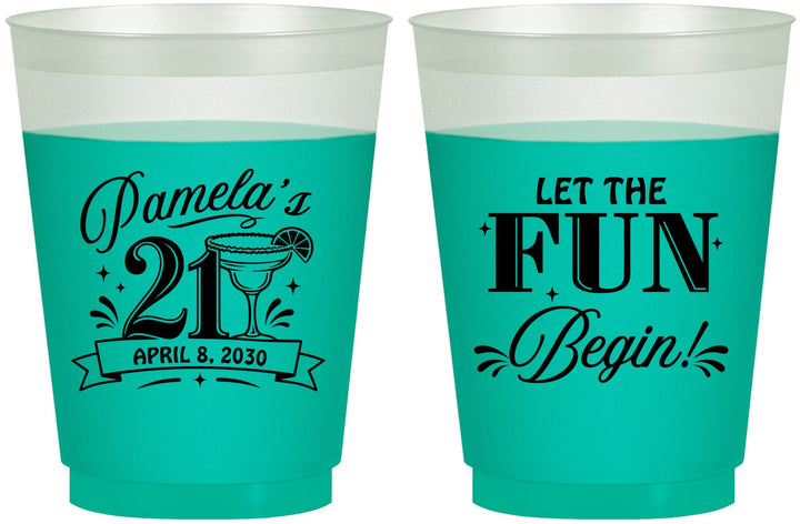 Custom 21st Birthday 16 oz Color Changing Frosted Cups - Let The Fun Begin | 340009