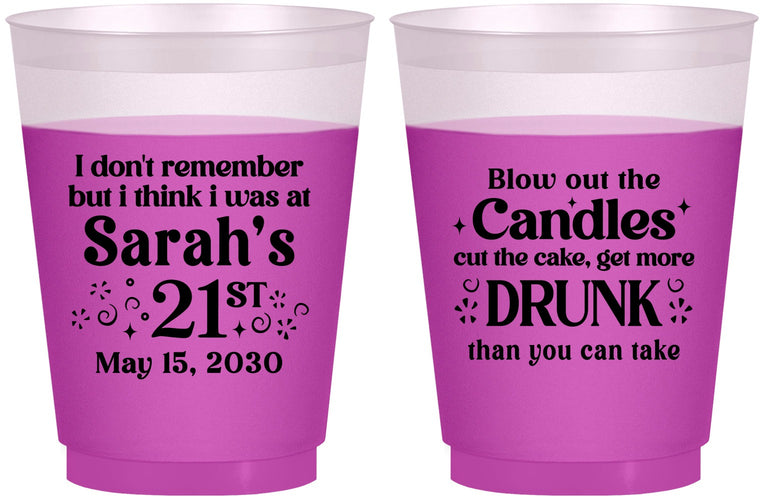 Custom 21st Birthday 16 oz Color Changing Frosted Cups - Candles Cake Drunk | 340017