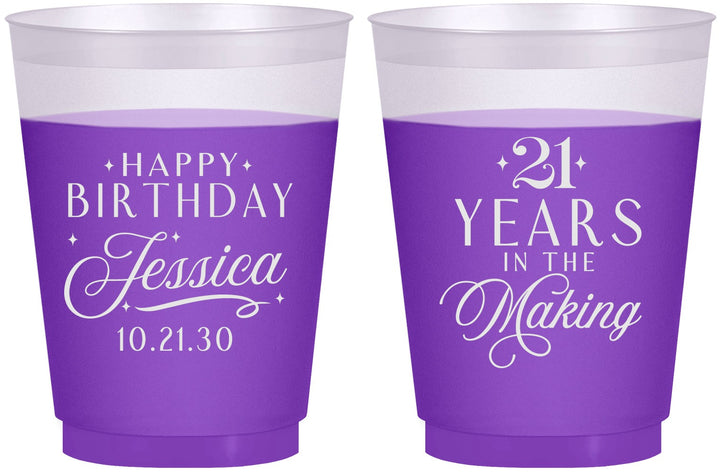 Custom 21st Birthday 16 oz Color Changing Frosted Cups - Twenty One Years In The Making | 340023
