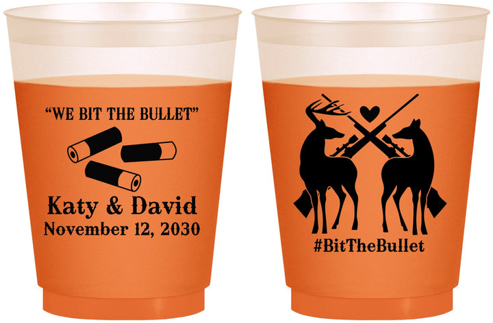 Custom Wedding 16 oz Color Changing Frosted Cups - We Bit The Bullet | 343