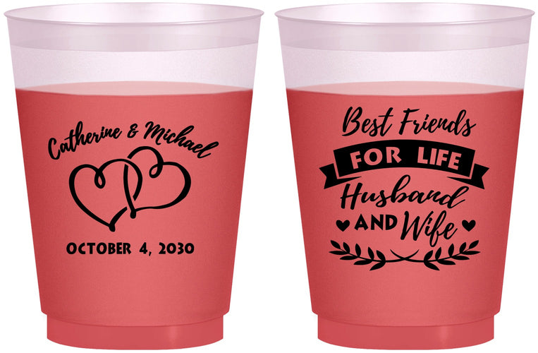 Custom Wedding 16 oz Color Changing Frosted Cups - Best Friends For Life | 349