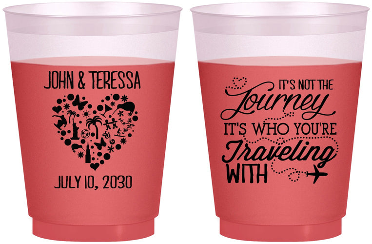 Custom Wedding 16 oz Color Changing Frosted Cups - Journey Traveling With | 354