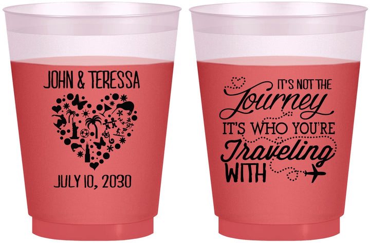 Custom Wedding 16 oz Color Changing Frosted Cups - Journey Traveling With | 354
