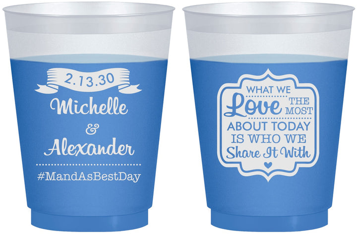 Custom Wedding 16 oz Color Changing Frosted Cups - Love Story | 359