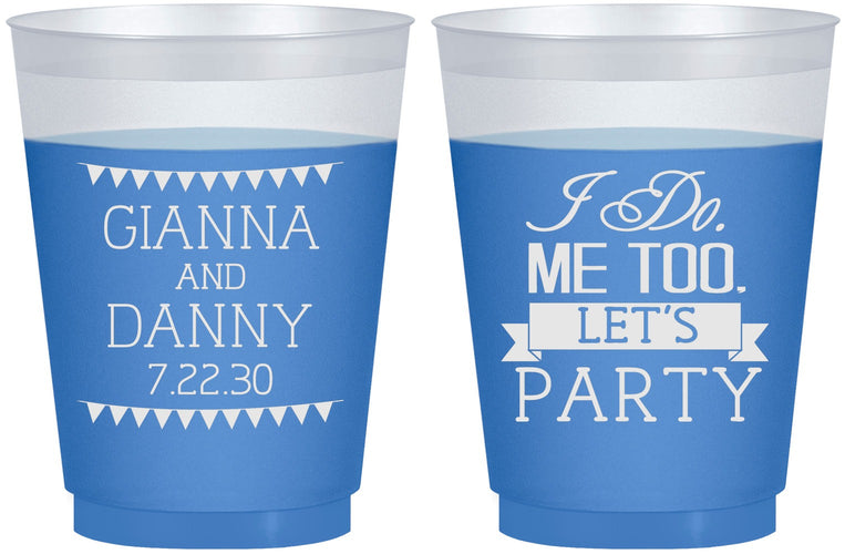 Custom Wedding 16 oz Color Changing Frosted Cups - I Do Me Too | 363