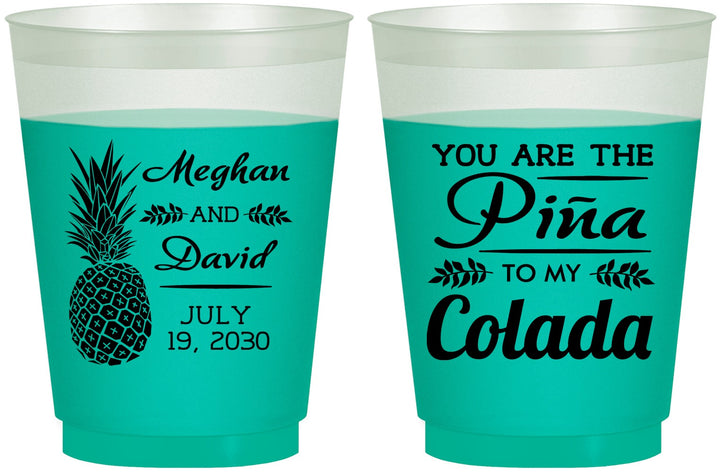 Custom Wedding 16 oz Color Changing Frosted Cups - Pina Colada | 364