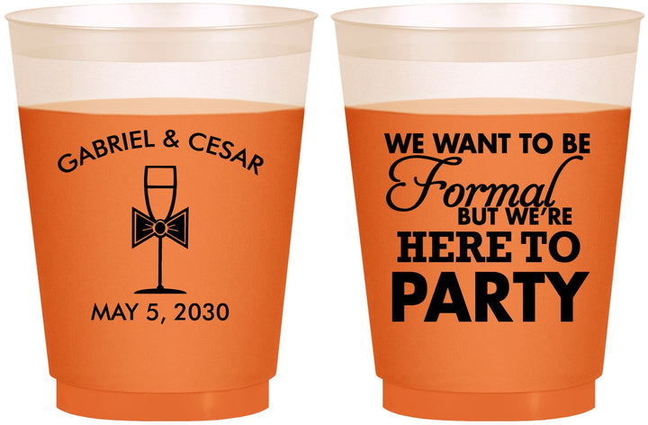 Custom Wedding 16 oz Color Changing Frosted Cups - Formal Here To Party | 366