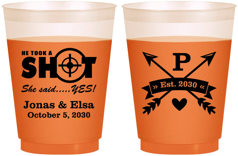Custom Wedding 16 oz Color Changing Frosted Cups - Take A Shot She Said Yes | 370
