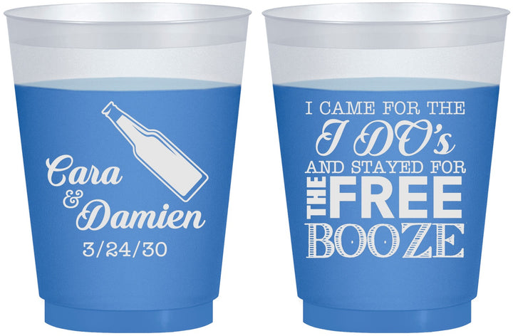 Custom Wedding 16 oz Color Changing Frosted Cups - I Do Free Booze | 371