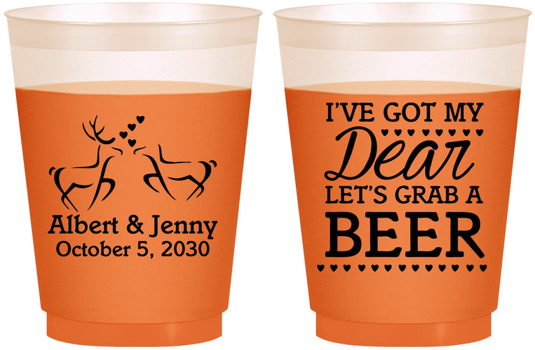 Custom Wedding 16 oz Color Changing Frosted Cups - Dear Beer | 372