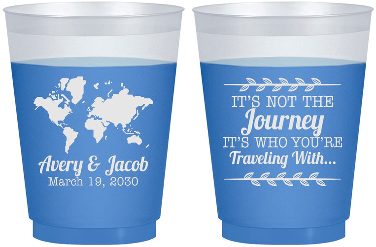 Custom Wedding 16 oz Color Changing Frosted Cups - Journey Traveling With | 374