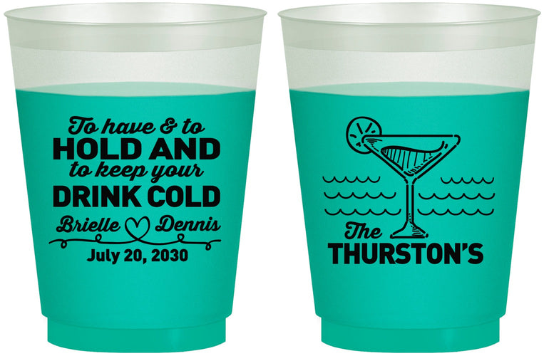 Custom Wedding 16 oz Color Changing Frosted Cups - To Have And To Hold | 375