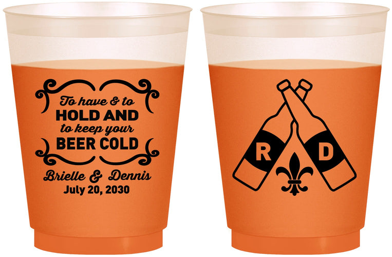 Custom Wedding 16 oz Color Changing Frosted Cups - Fleur De Lis | 378