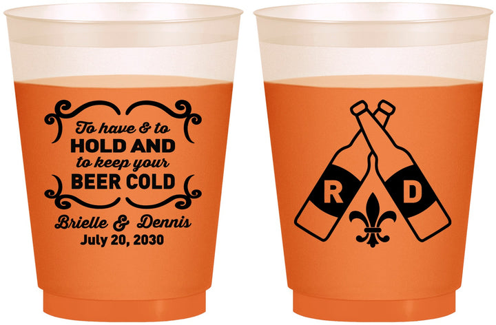 Custom Wedding 16 oz Color Changing Frosted Cups - Fleur De Lis | 378