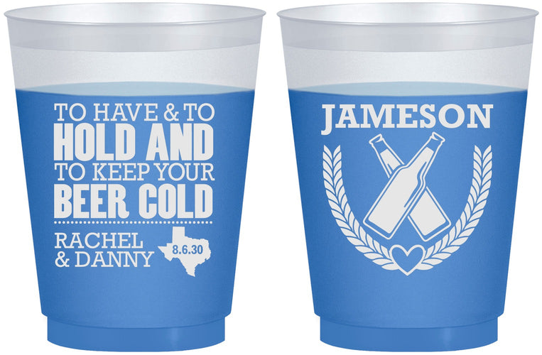 Custom Wedding 16 oz Color Changing Frosted Cups - To Have And To Hold | 379