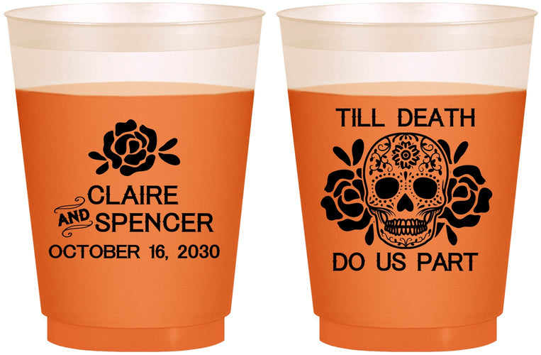 Custom Wedding 16 oz Color Changing Frosted Cups - Till Death Do Us Part | 380