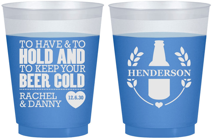 Custom Wedding 16 oz Color Changing Frosted Cups - To Have And To Hold | 384
