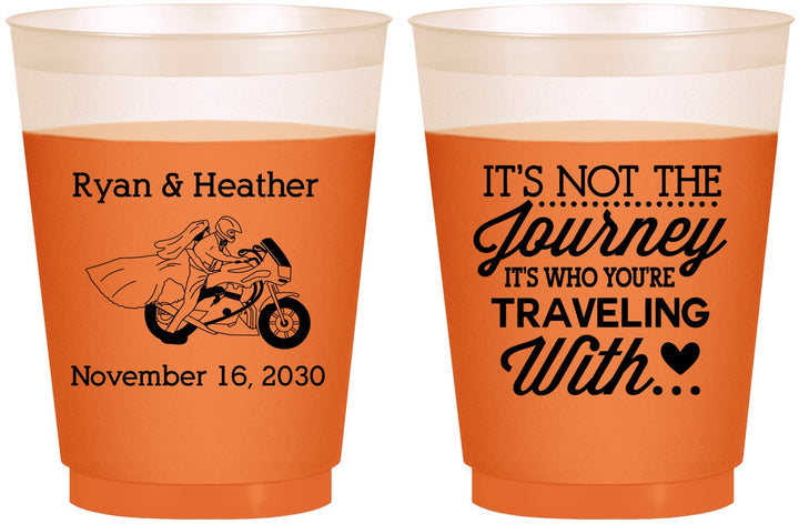 Custom Wedding 16 oz Color Changing Frosted Cups - Journey Traveling With | 385
