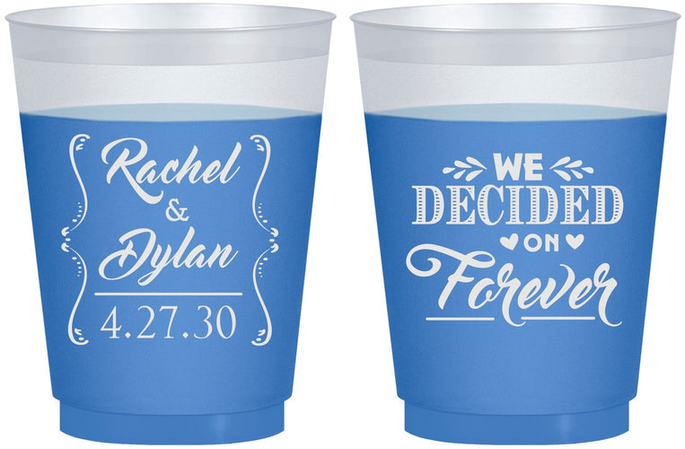 Custom Wedding 16 oz Color Changing Frosted Cups - We Decided On Forever | 386