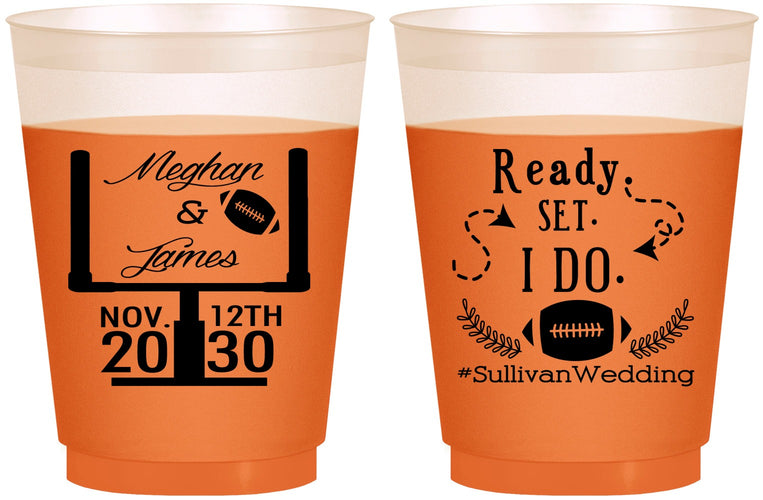 Custom Wedding 16 oz Color Changing Frosted Cups - Football | 394