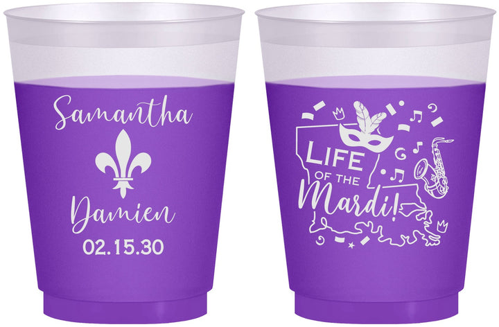 Custom Wedding 16 oz Color Changing Frosted Cups - Mardi Gras | 398