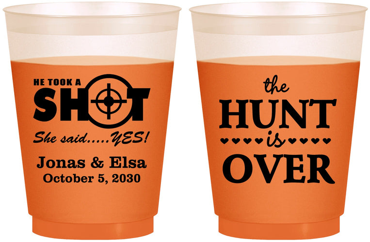 Custom Wedding 16 oz Color Changing Frosted Cups - The Hunt Is Over | 400