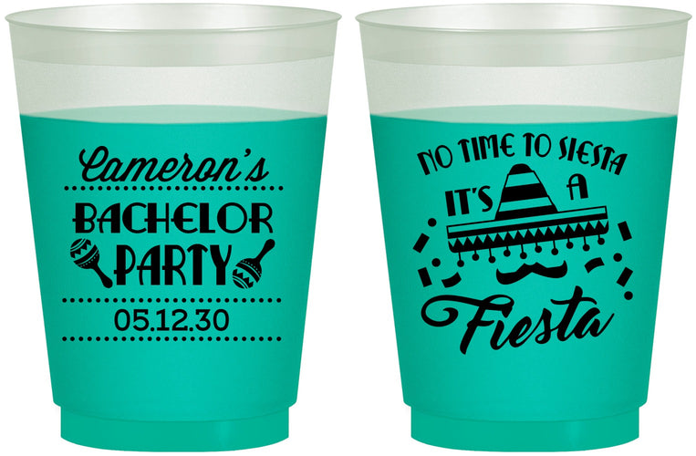 Custom Bachelor Party 16 oz Color Changing Frosted Cups - Siesta Fiesta Mexican | 40000