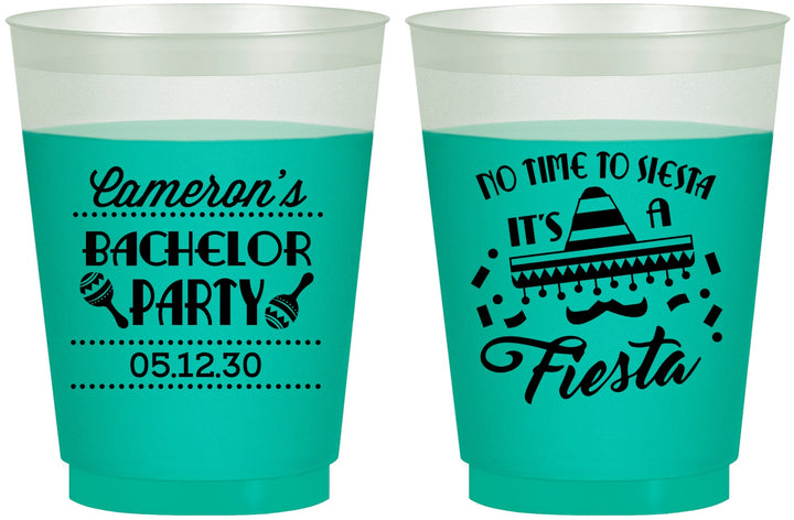 Custom Bachelor Party 16 oz Color Changing Frosted Cups - Siesta Fiesta Mexican | 40000