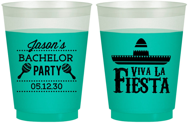 Custom Bachelor Party 16 oz Color Changing Frosted Cups - Viva La Fiesta Mexican | 40001