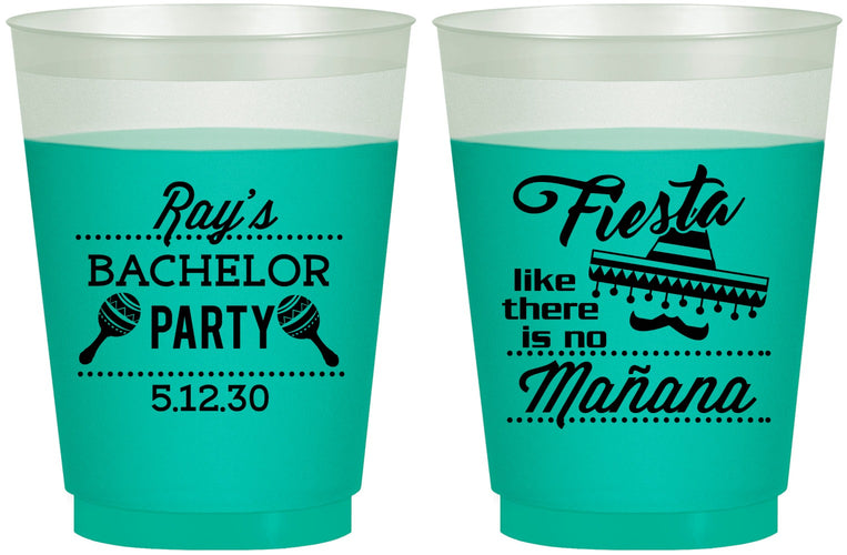 Custom Bachelor Party 16 oz Color Changing Frosted Cups - Fiesta No Manana | 40002