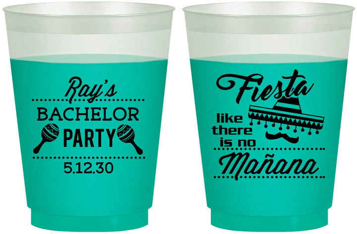 Custom Bachelor Party 16 oz Color Changing Frosted Cups - Fiesta No Manana | 40002