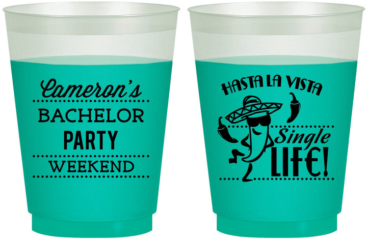 Custom Bachelor Party 16 oz Color Changing Frosted Cups - Hast La Vista Single Life | 40003