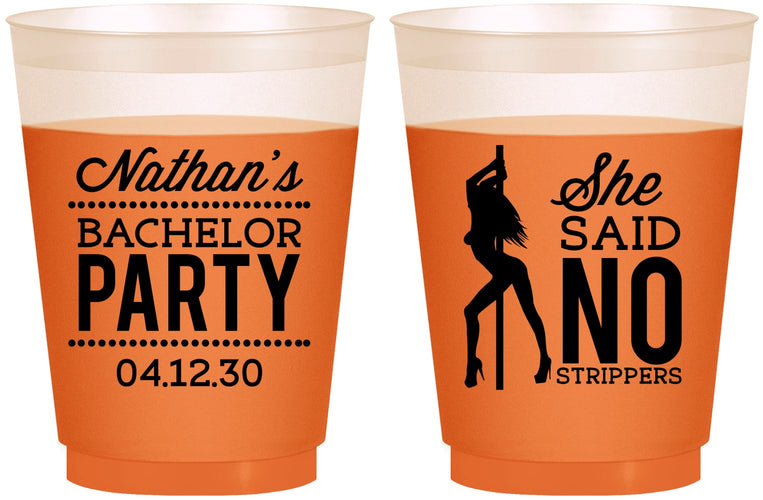 Custom Bachelor Party 16 oz Color Changing Frosted Cups - She Said No Strip Club | 40005