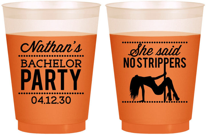 Custom Bachelor Party 16 oz Color Changing Frosted Cups - Strip Club | 40008