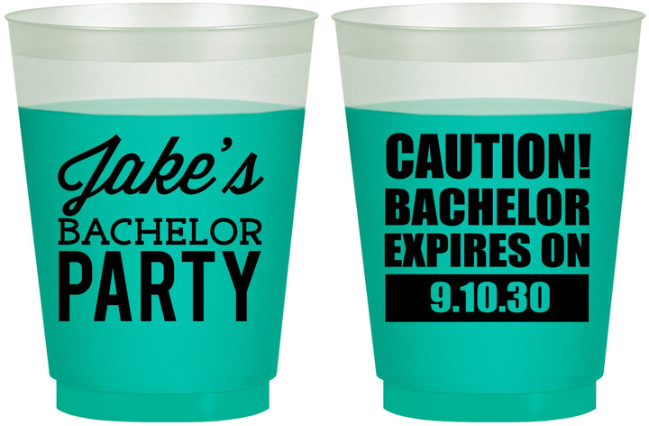 Custom Bachelor Party 16 oz Color Changing Frosted Cups - Caution Expires On | 40009