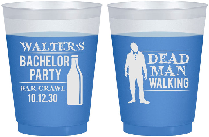 Custom Bachelor Party 16 oz Color Changing Frosted Cups - Dead Man Walking | 40011