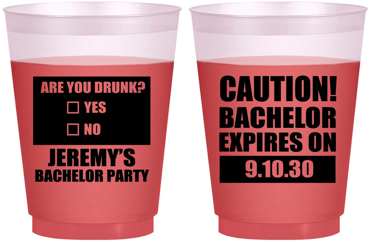 Custom Bachelor Party 16 oz Color Changing Frosted Cups - Caution Expires On | 40012