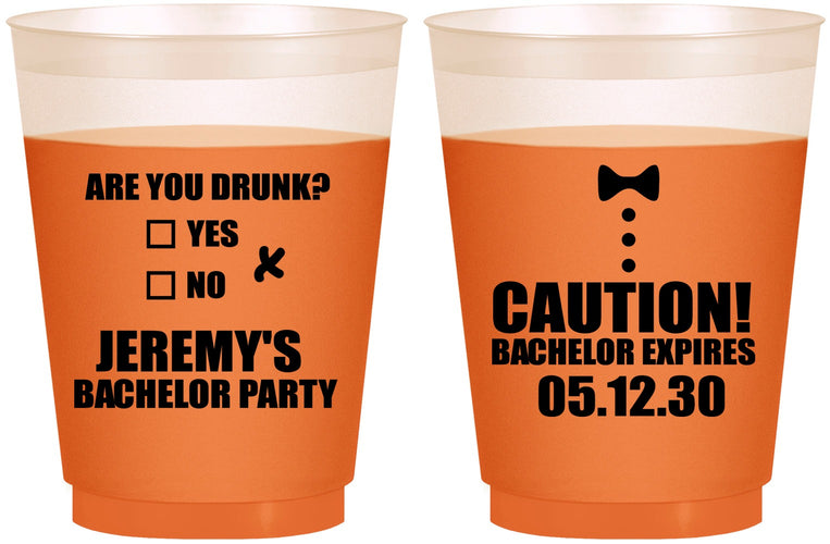 Custom Bachelor Party 16 oz Color Changing Frosted Cups - Caution Expires On | 40013