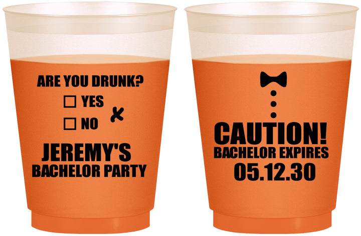 Custom Bachelor Party 16 oz Color Changing Frosted Cups - Caution Expires On | 40013
