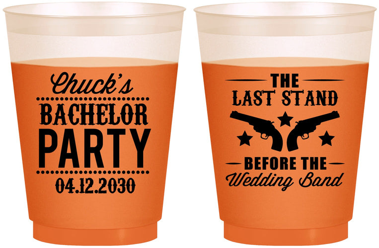 Custom Bachelor Party 16 oz Color Changing Frosted Cups - Last Stand Wedding Bands | 40015