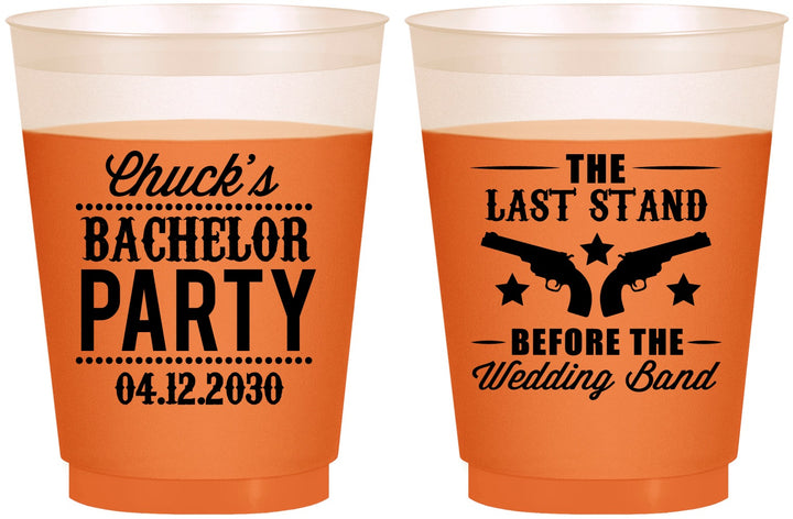 Custom Bachelor Party 16 oz Color Changing Frosted Cups - Last Stand Wedding Bands | 40015