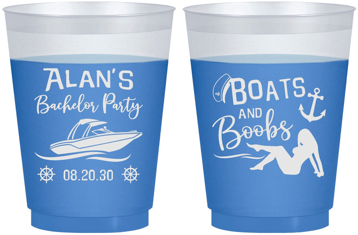 Custom Bachelor Party 16 oz Color Changing Frosted Cups - Nautical Boats | 40021