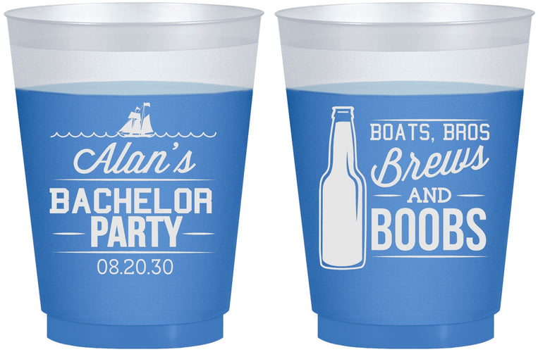 Custom Bachelor Party 16 oz Color Changing Frosted Cups - Brews And Boobs | 40022